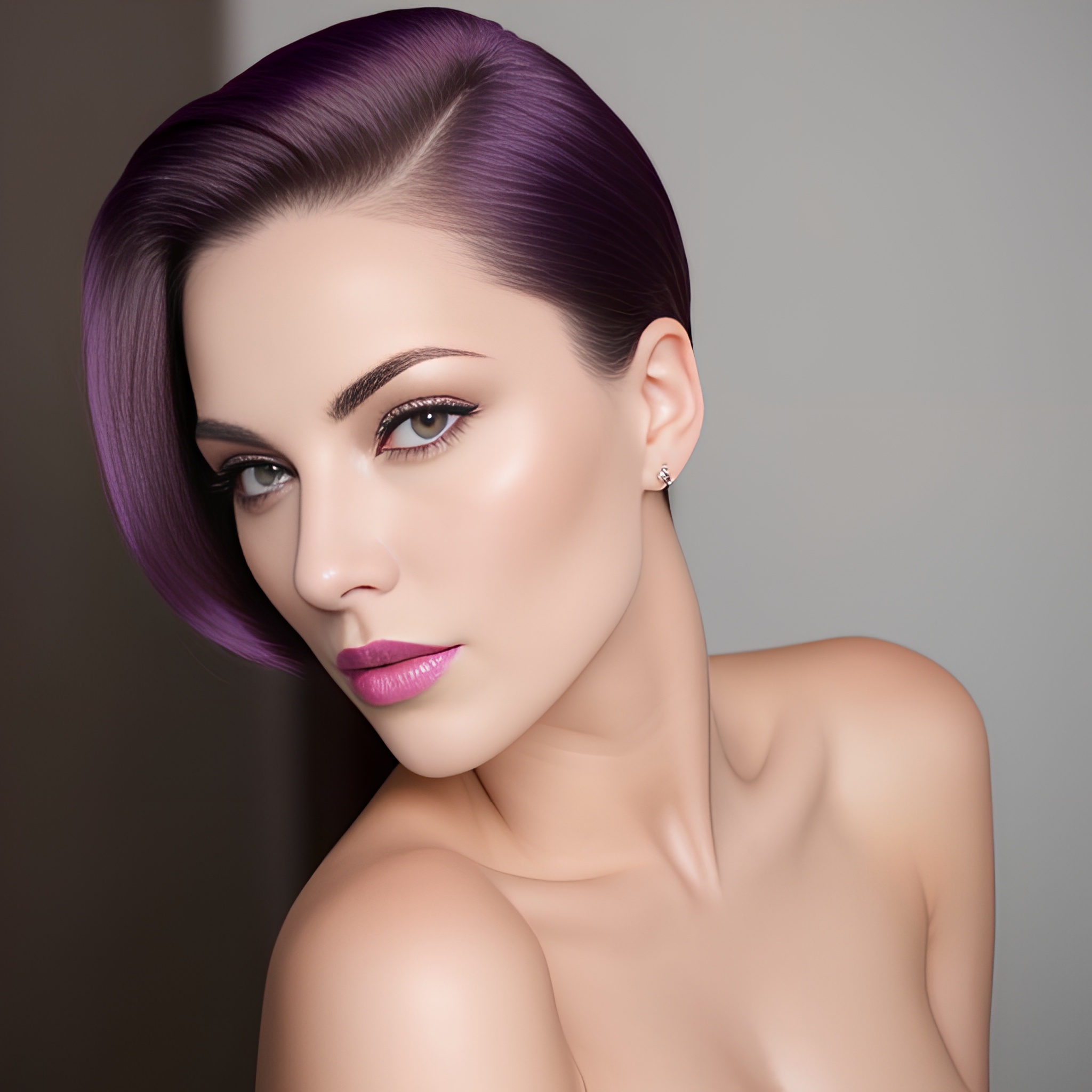 purple hair slicked woma