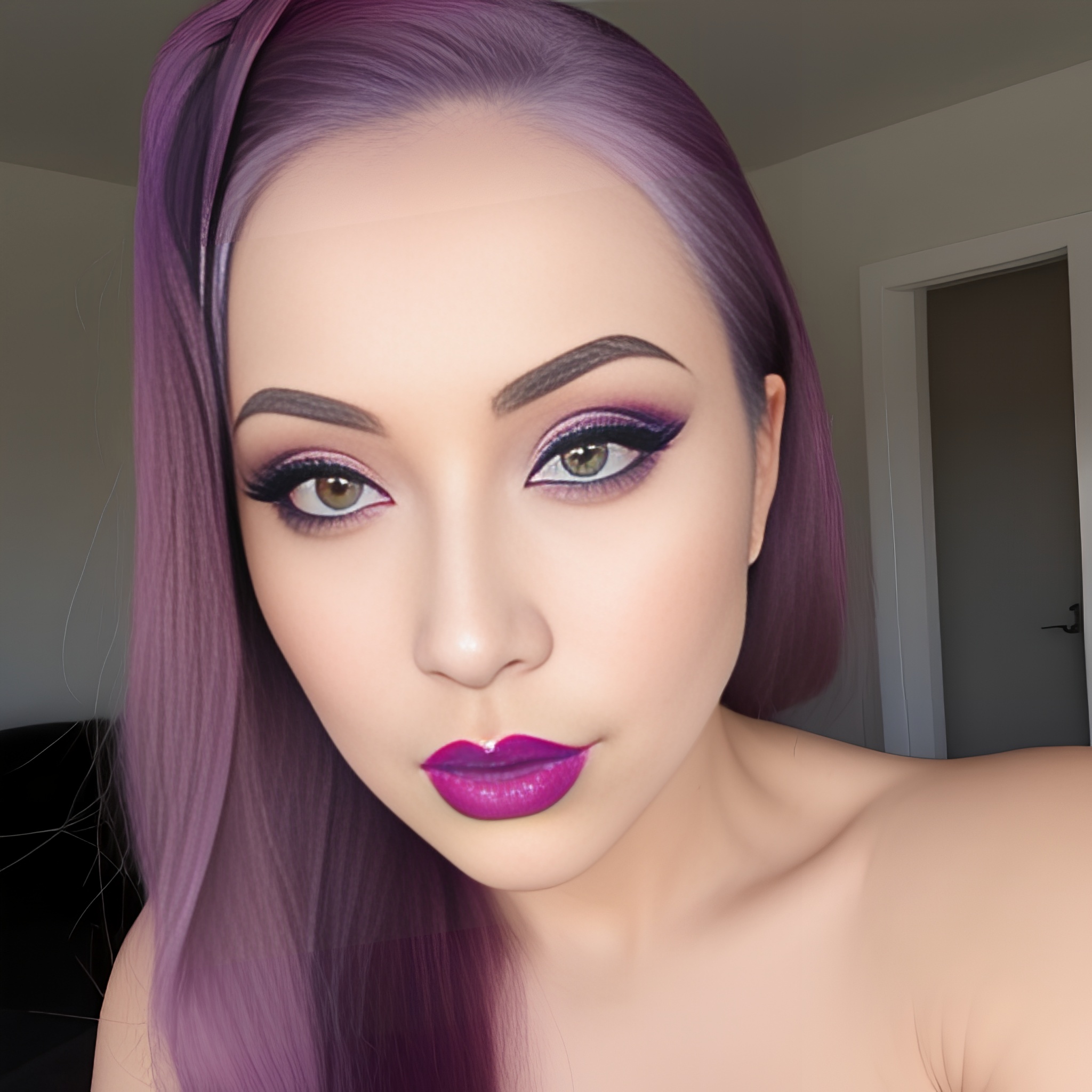lipstick purple hair hot woma