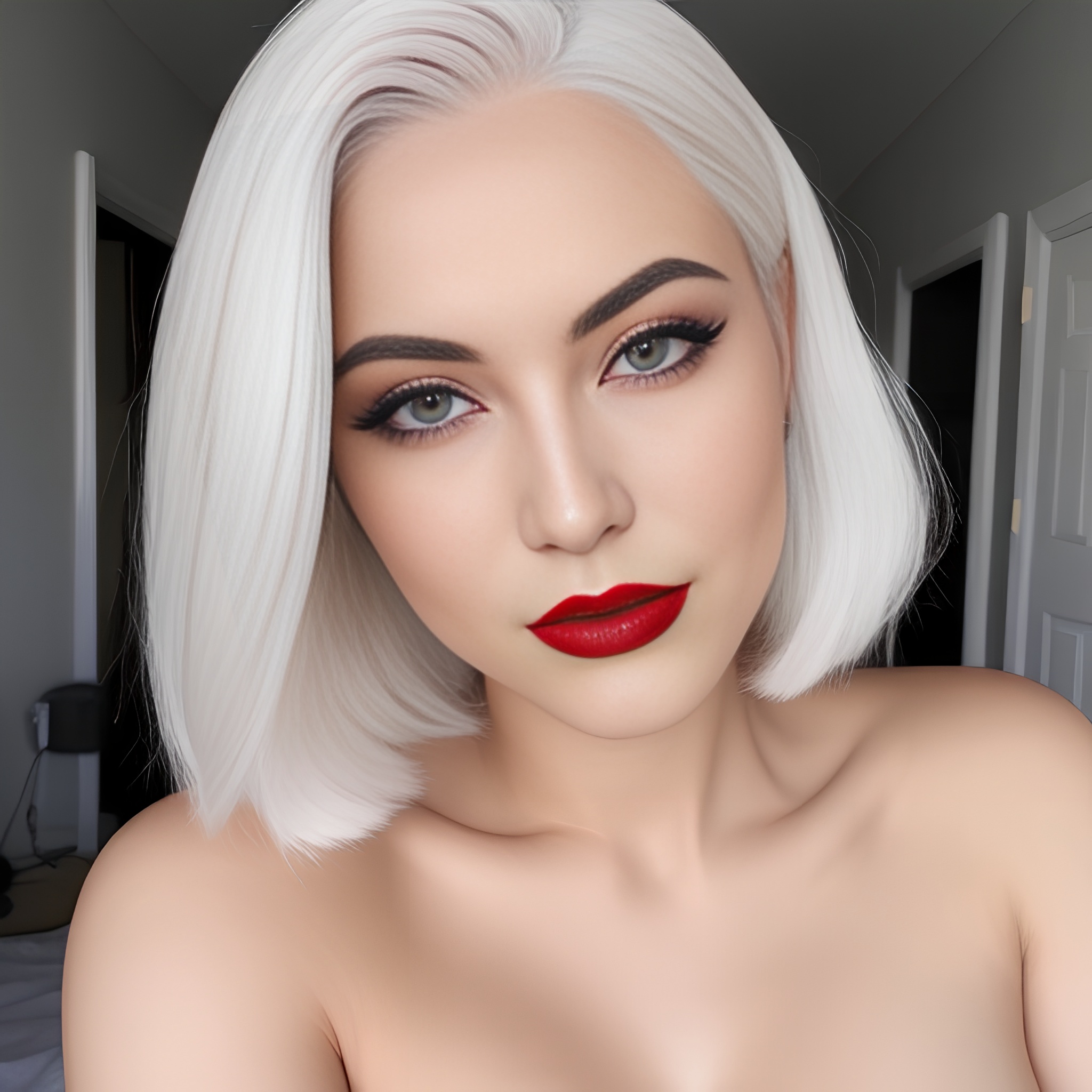 lipstick white hair russian bab